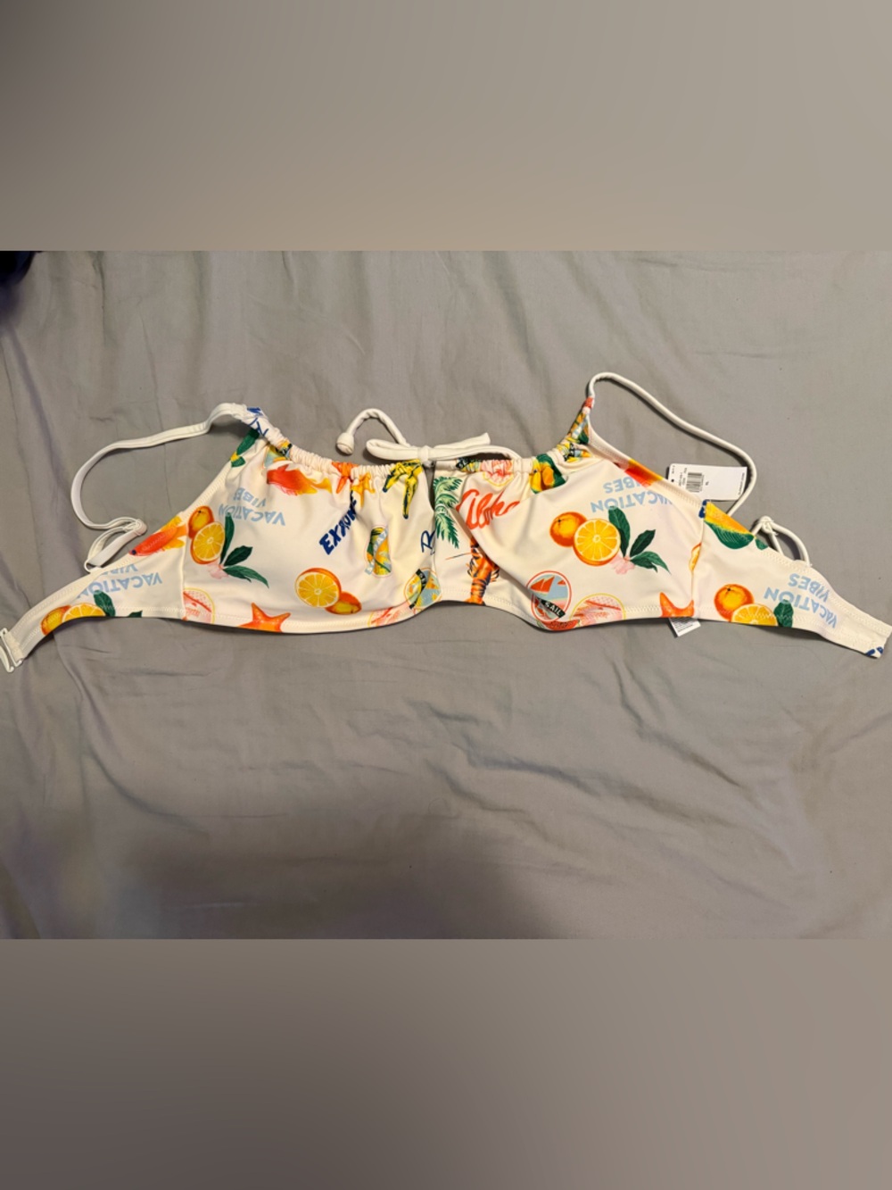 Old Navy White Citrus Print Kids Bikini Top with Orange & Green Accents